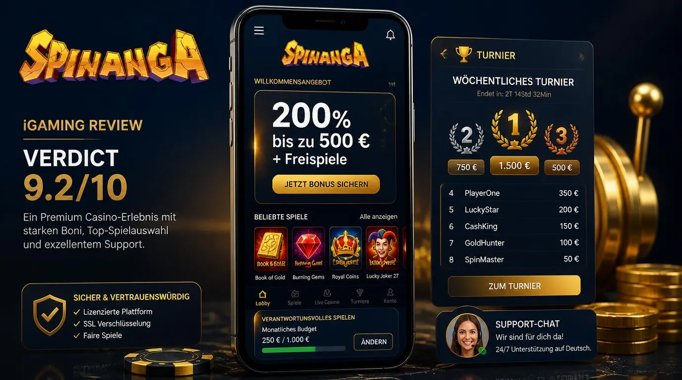 Casino-App auf einem Smartphone mit Willkommensbonus und Turnierübersicht für deutsche Nutzer